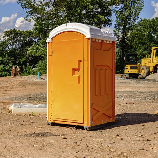 how often are the portable restrooms cleaned and serviced during a rental period in Kit Carson